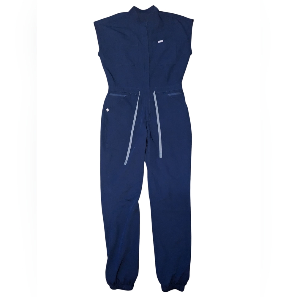 Figs Women's Navy Jumpsuit with Contrast Tie - Picture 2 of 16